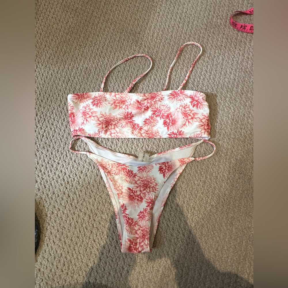 Zaful Floral Bikini Set in Pink and White